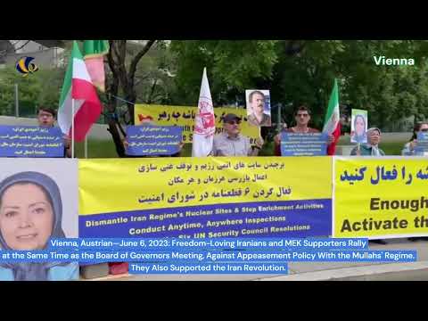 Vienna—June 6, 2023: MEK Supporters Rally Against Appeasement Policy With the Mullahs&#039; Regime