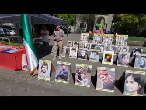 Zurich—July 28, 2023: MEK supporters held a photo exhibition to support the Iran Revolution
