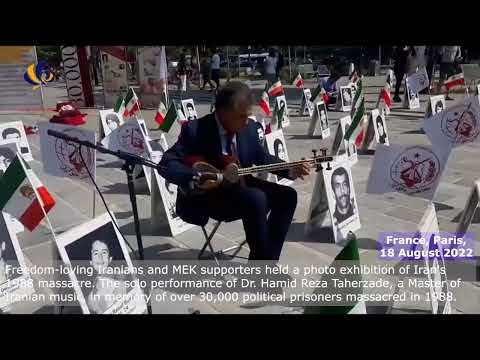 Paris, August 18, 2022: MEK supporters held a photo exhibition of Iran&#039;s 1988 massacre.