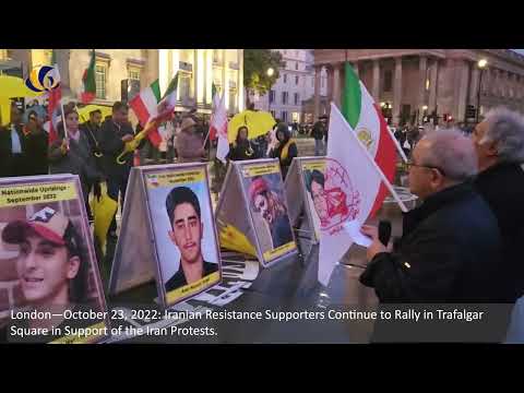London—Oct 23, 2022: Iranian Resistance Supporters Continue to Rally in Support of the Iran Protests