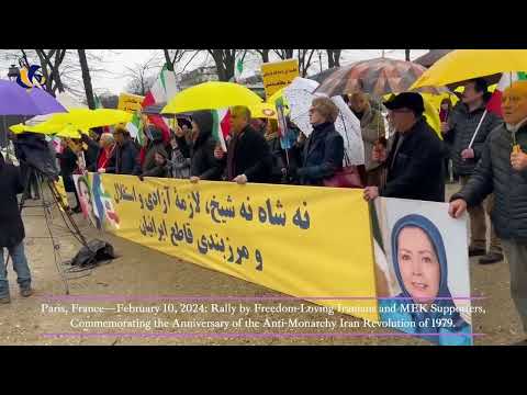 Paris—Feb 10, 2024: Freedom-Loving Iranians Commemorated the Anniversary of Iran Revolution of 1979.