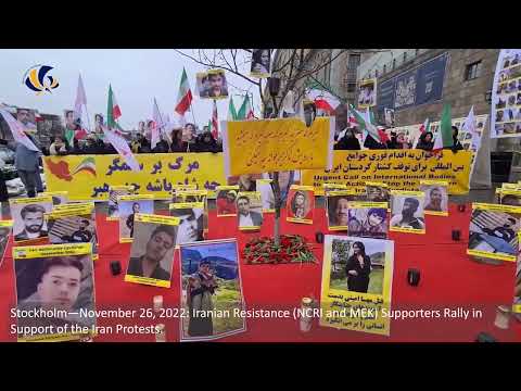 Stockholm—November 26, 2022: MEK Supporters Rally in Support of the Iran Protests.