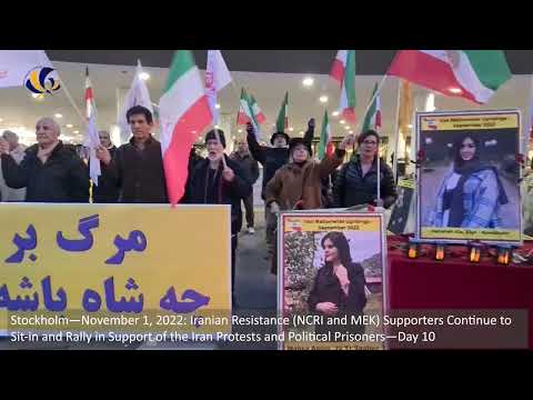 Stockholm—Nov 1, 2022: MEK Supporters Continue to Rally in Support of the Iran Protests—Day 10