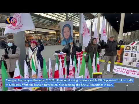 Cologne—December 2, 2023: MEK Supporters Held a Rally in Solidarity With the Iranian Revolution.