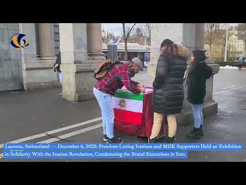 Lucerne, Switzerland—Dec 6, 2023: MEK Supporters Exhibition in Solidarity With the Iran Revolution