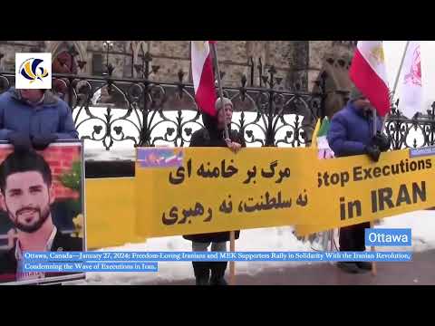 Ottawa, Canada—January 27, 2024: MEK Supporters Rally Condemning the Wave of Executions in Iran.