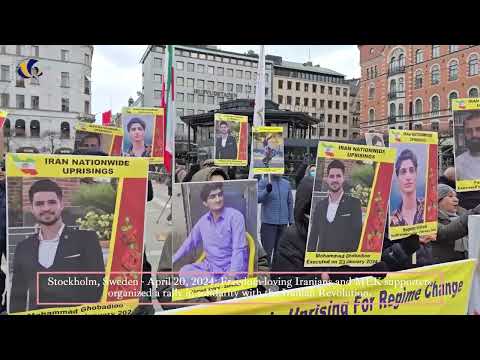 Stockholm, Sweden - April 20, 2024: MEK Supporters Rally in Solidarity With the Iranian Revolution.
