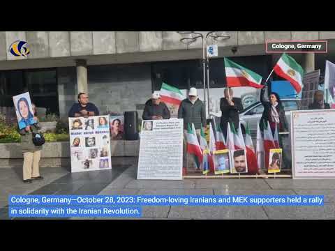 Cologne, Germany—October 28, 2023: MEK Supporters Held a Rally in Support of the Iran Revolution