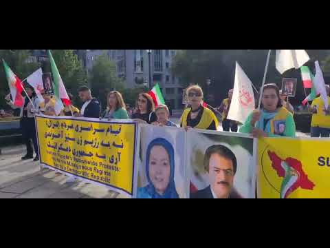 Oslo, Norway—July 28, 2023: MEK supporters held a rally to support the Iran Revolution.