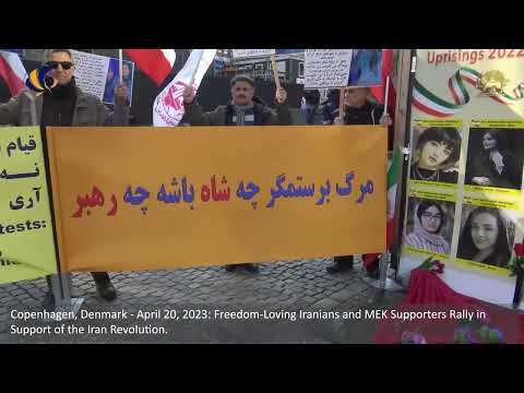 Copenhagen, Denmark - April 20, 2023: MEK Supporters Rally in Support of the Iran RevoIution.