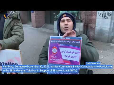 Hamburg, Germany—December 30, 2023: Iranian Community Supports the 28th #FreeIranTelethon.