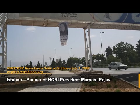 MEK Resistance Units install large banner of Maryam Rajavi in Isfahan