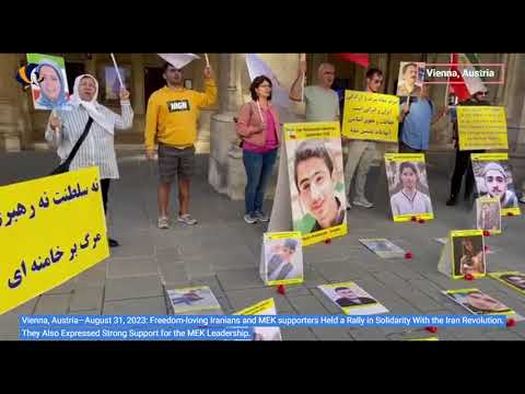 Vienna—August 31, 2023: MEK supporters Held a Rally in Solidarity With the Iran Revolution.