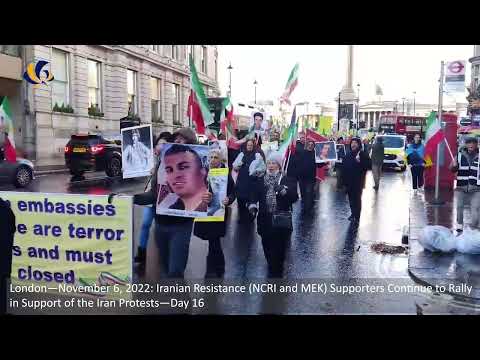 London—Nov 6, 2022: NCRI and MEK Supporters Continue to Rally in Support of the Iran Protests—Day 16
