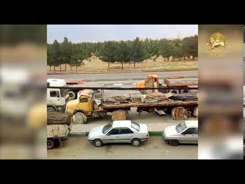 TEHRAN, Iran, May 23, 2018. truck drivers from the city of Tabriz, in strike in Tehran