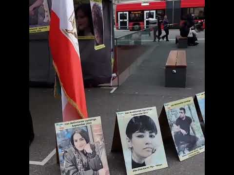 Bern, Switzerland - January 30, 2024: MEK supporters exhibition in support of the Iranian Revolution