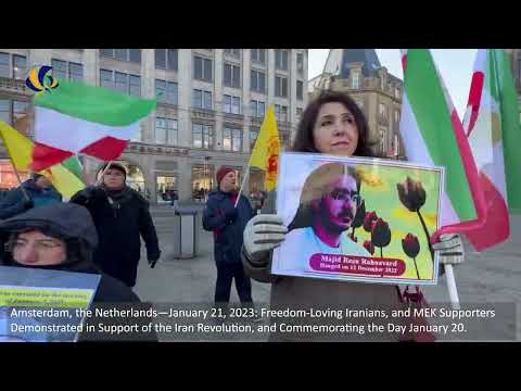 Amsterdam—January 21, 2023: MEK Supporters Demonstrated in Support of the Iran Revolution.
