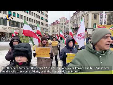 Gothenburg, Sweden—Dec 17, 2022: MEK Supporters Rally in Support of the Nationwide Iran Protests