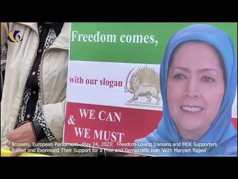 Brussels, European Parliament—May 24, 2023: Freedom-Loving Iranians and MEK Supporters Rally.