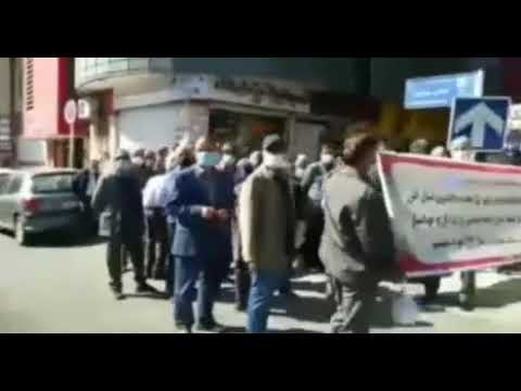 تجمع اعتراضی پرسنل بازنشسته بیمارستان خمینی کرج