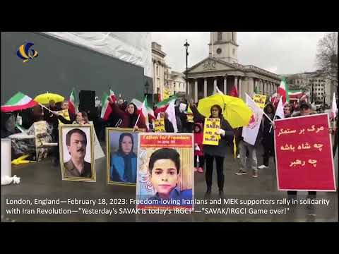 London—February 18, 2023: MEK supporters rally in solidarity with Iran Revolution