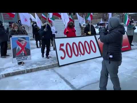 کانادا تورنتو ۹بهمن۱۴۰۰ تجمع اعتراضی حامیان مقاومت و هواداران مجاهدین در هوای بسیار سر