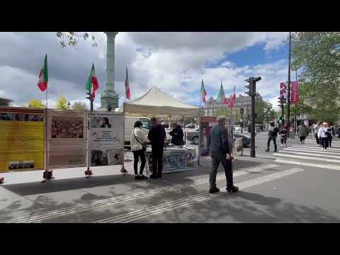 Paris—May 3, 2024: Exhibition in Support of the Iran Revolution, Condemning the Wave of Executions.