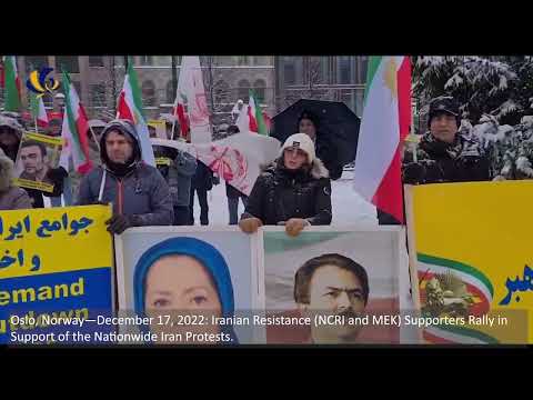 Oslo, Norway—December 17, 2022: MEK Supporters Rally in Support of the Nationwide Iran Protests.