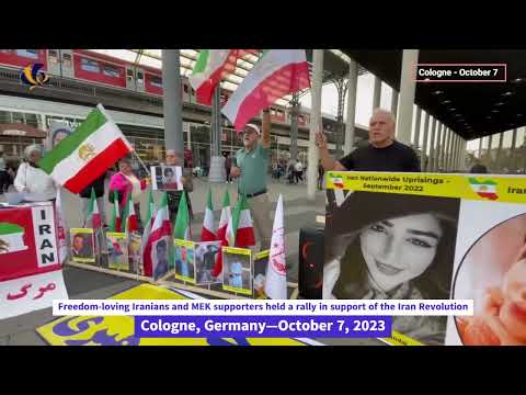 Cologne, Germany—October 7, 2023: MEK supporters held a rally in support of the Iran Revolution