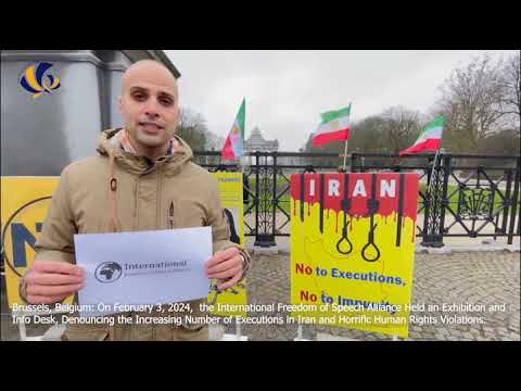 Brussels, Belgium—Feb 3, 2024, IFSA Held an Exhibition and Info Desk, Denouncing Executions in Iran