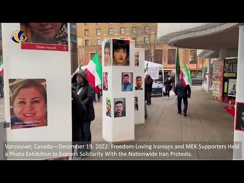 Vancouver, Canada—December 19, 2022: MEK Supporters Held an Exhibition in Support of Iran Protests.