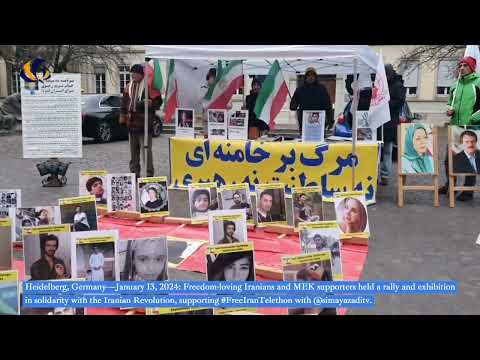Heidelberg—January 13, 2024: MEK supporters held a rally in solidarity with the Iranian Revolution.