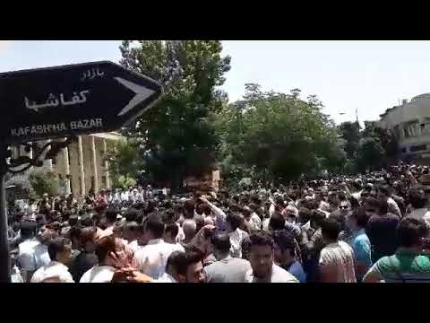 TEHRAN, Iran, June 26, 2018. the protesters are chanting: We need no 10000 dollar toman