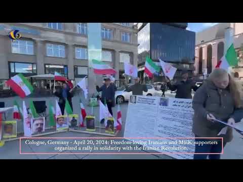 Cologne, Germany—April 20, 2024: MEK Supporters Rally in Solidarity With the Iranian Revolution.