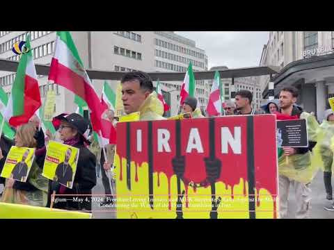 Brussels—May 4, 2024: Freedom-Loving Iranians Rally Against the Mullahs&#039; Regime Brutal Executions.