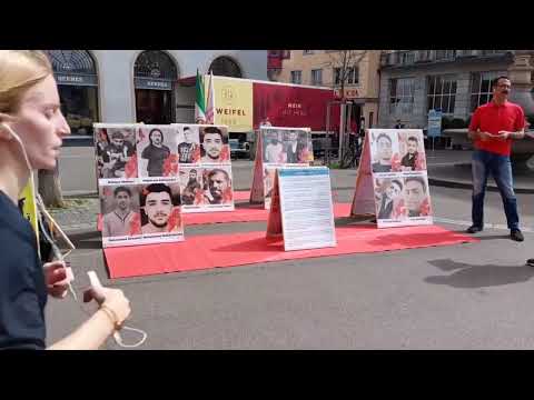 Zurich—April 8, 2024: MEK Supporters Exhibition in Solidarity With the Iranian Revolution.