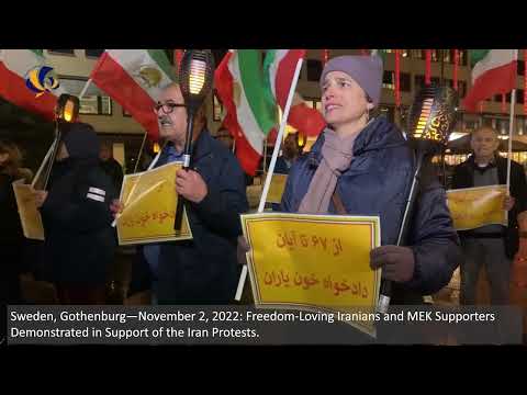 Sweden, Gothenburg—Nov 2, 2022: MEK Supporters Demonstrated in Support of the Iran Protests