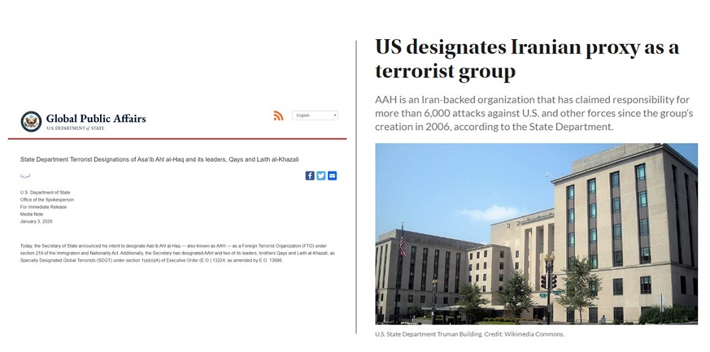 U.S. Designated Iran-Backed Militia Terror Group in Iraq as a Foreign Terrorist Organization 