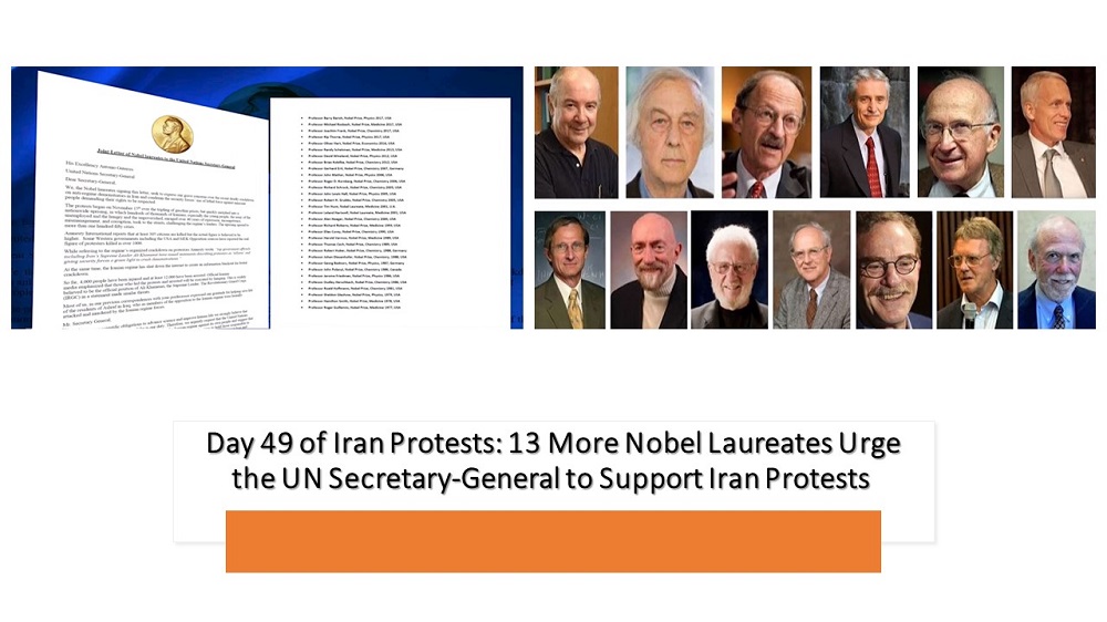 Day 49 of Iran Protests: 13 More Nobel Laureates Urge the UN Secretary-General to Support Iran Protests 