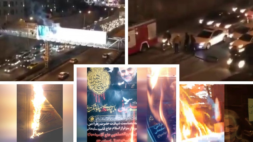 Iran: Torching Large Poster of Soleimani on Tehran’s Niayesh Expressway
