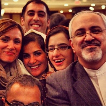 Negar Montazari, and Mina Jafari, NIAC members, in pictures with Iranian regime’s Foreign Minister, Mohammad Javad Zarif