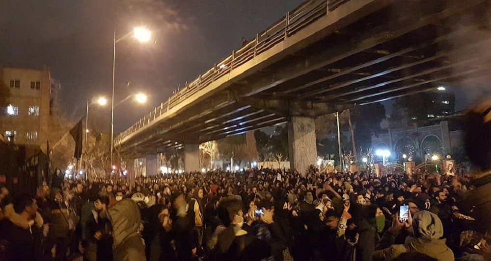 Iran: Demonstration by People, University Students in Tehran With Chants of “Death to the Dictator,” “IRGC Shame on You, Leave the Country Alone.”