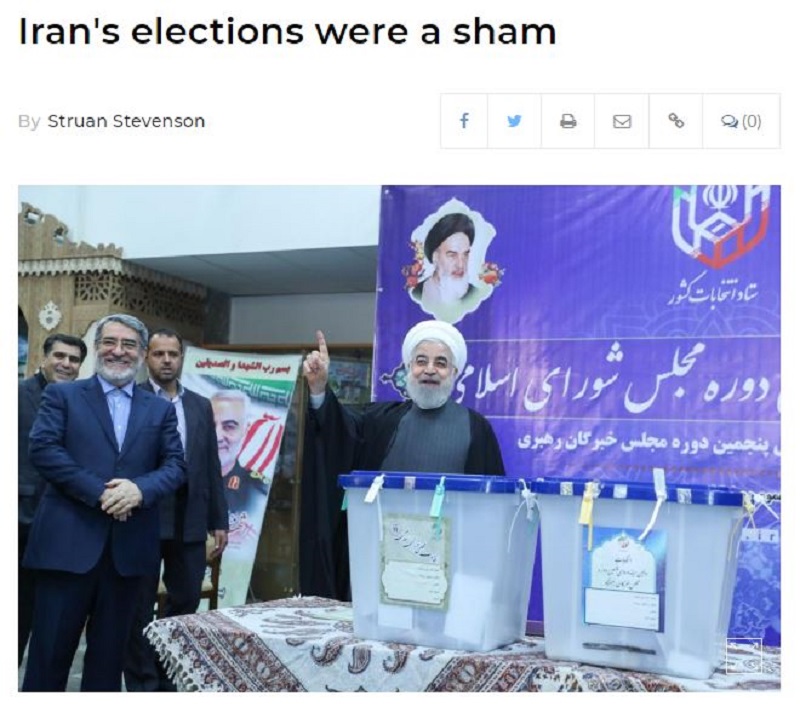 Mr Stevenson's article in UPI on Iran's sham elections