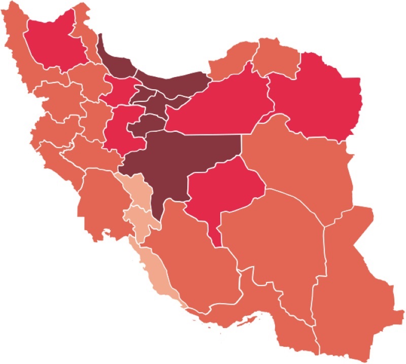 The density of the COVID-19 Outbreak Cases in Iran