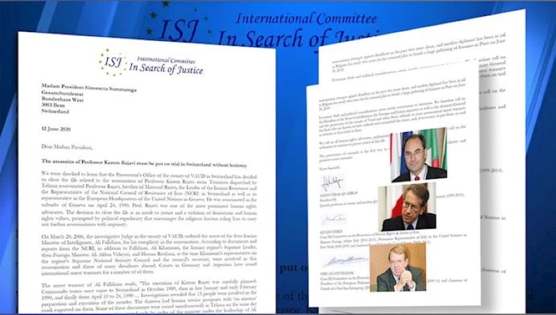 ISJ Urge Swiss Government to Hold Iran’s Regime to Account for the Assassinating Professor Rajavi in 1990