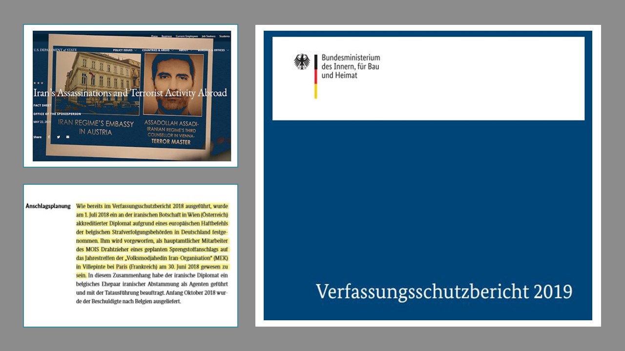 Germany Federal Office for the Protection of the Constitution 2019 Highlights Iran Regime’s Terrorist Attempts Against MEK 