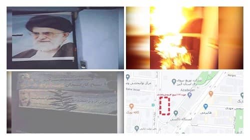 Karaj-–-Torching-the-repressive-Basij-center-setting-alight-Khameneis-banner-–-August-19-2020