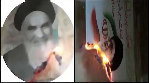 Tehran-Torching-Khomeini-and-Khamenei’s-banners-–-July-27-2020