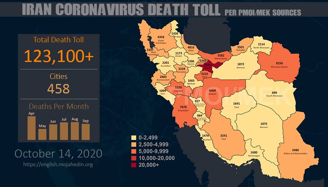 Coronavirus fatalities in 458 cities across Iran