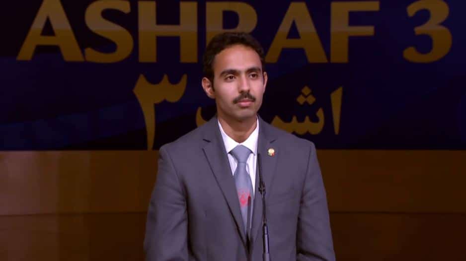 Amir Pasha Borjkhani speaks at the online conference from Ashraf-3